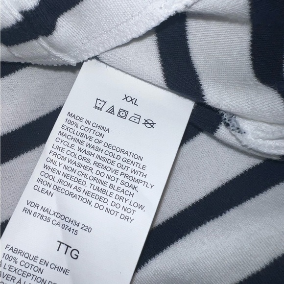 **NWOT** “Striped split neck pullover hoodie” - Picture 8 of 8